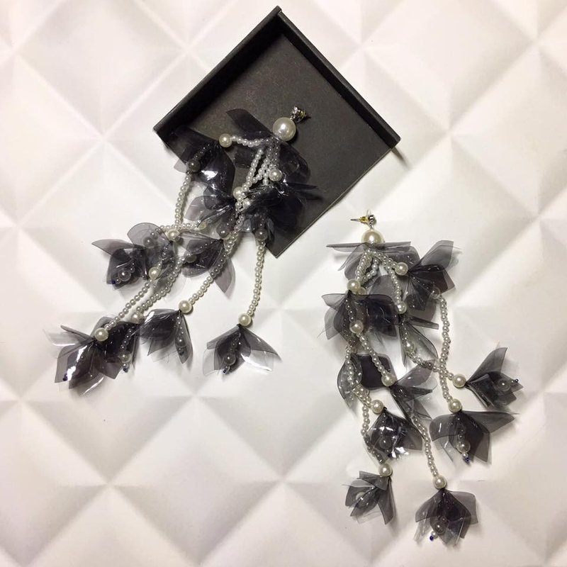 earrings : RAYA - 耳環/耳夾/耳骨夾 - 其他材質 黑色
