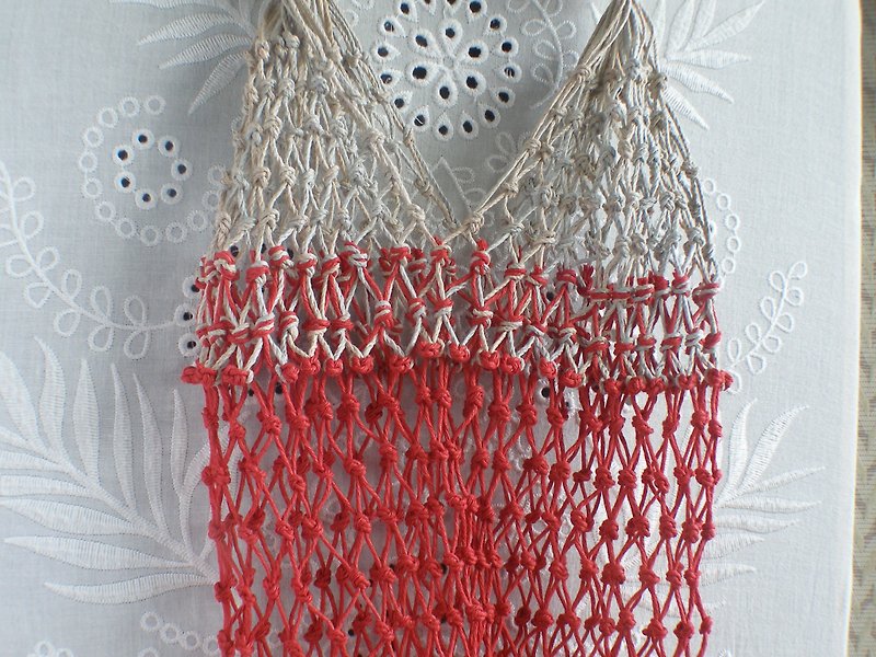 American twine hand-woven / mansion red series / thermos bottles / wine bags / lunch boxes / fruits and vegetables - ถุงใส่กระติกนำ้ - ผ้าฝ้าย/ผ้าลินิน สีแดง