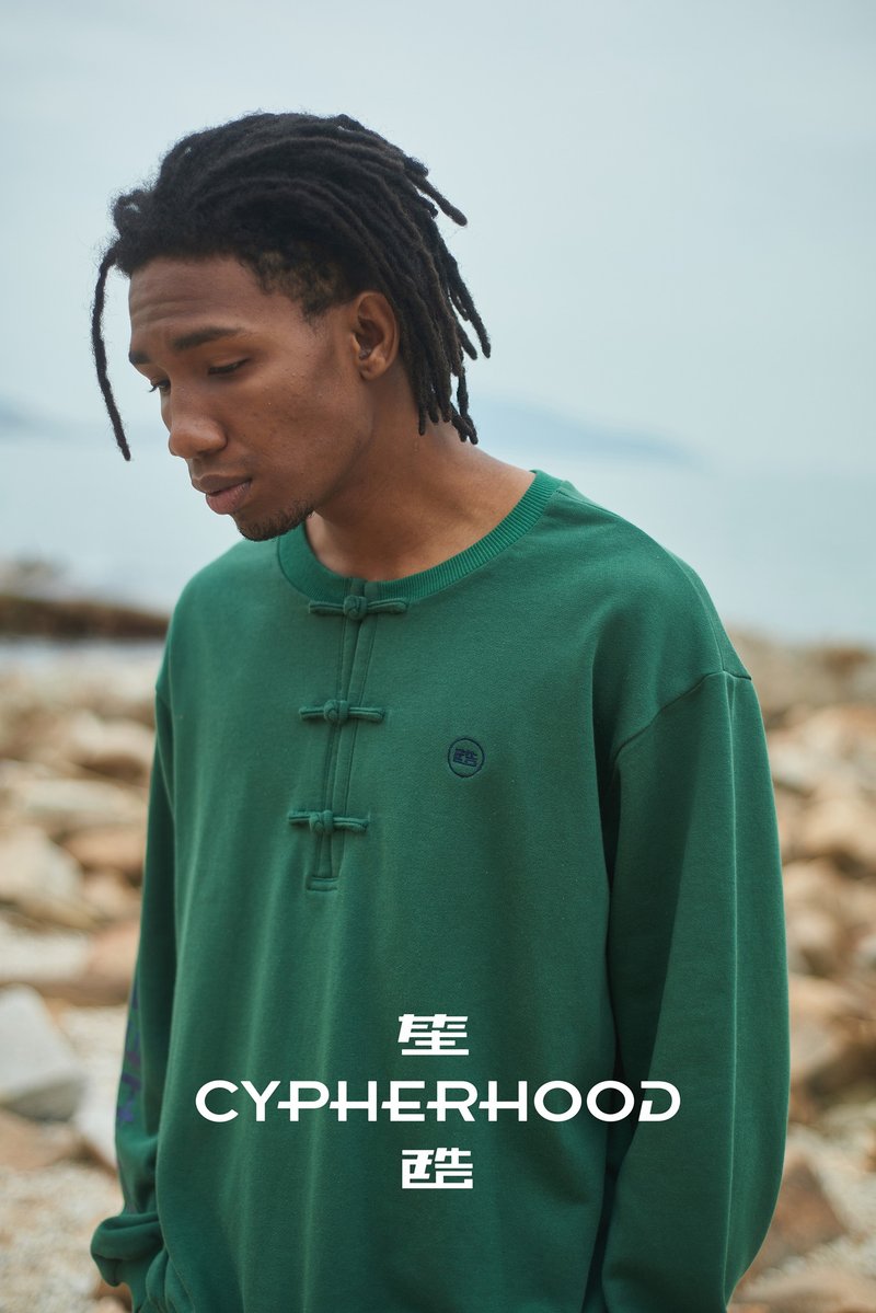 CYPHERHOOD 軍綠色男裝套頭pullover衛衣 - 男 T 恤 - 棉．麻 