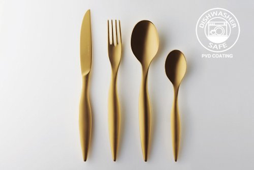 SHU SHU - SATOMI SUZUKI TOKYO 神話のような曲線。PVDゴールドカトラリー Venus Line PVD-coated Cutlery (24 piece cutlery set)