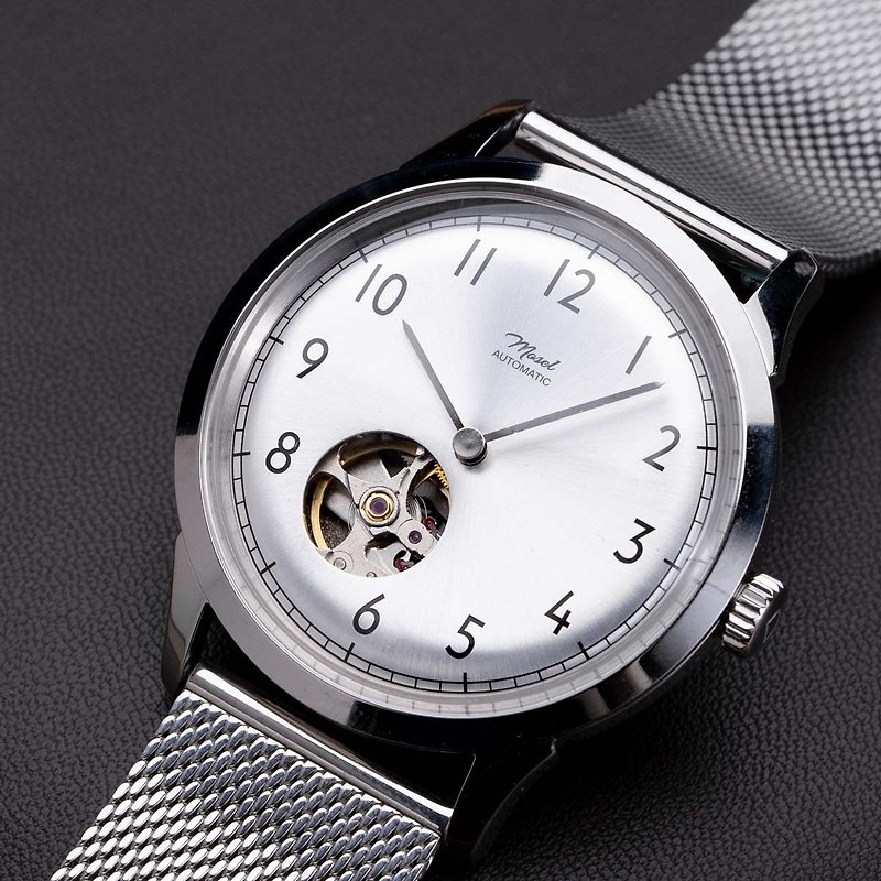 DIY腕錶 - 製錶套裝 (Open Heart 錶盤 日本機芯 銀色鋼織錶帶) - 其他 - 其他金屬 銀色