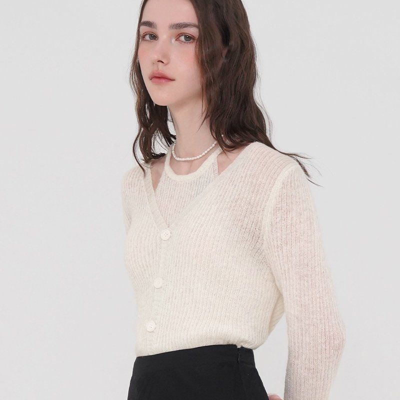 Korea sisterhood, Halterneck Nashi Cardigan - Ivory - 女毛衣/針織衫 - 其他材質 白色
