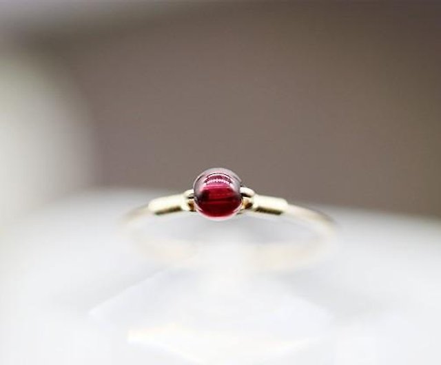 ガーネットの赤い1粒リングファランジリングピンキーリング1月誕生石- 設計館ralulushu 戒指- Pinkoi