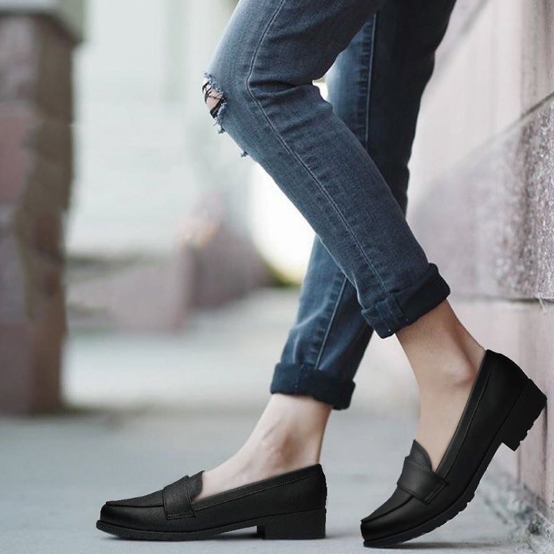 Elegant British style loafers 1CT28 - รองเท้าอ็อกฟอร์ดผู้หญิง - หนังเทียม สีดำ