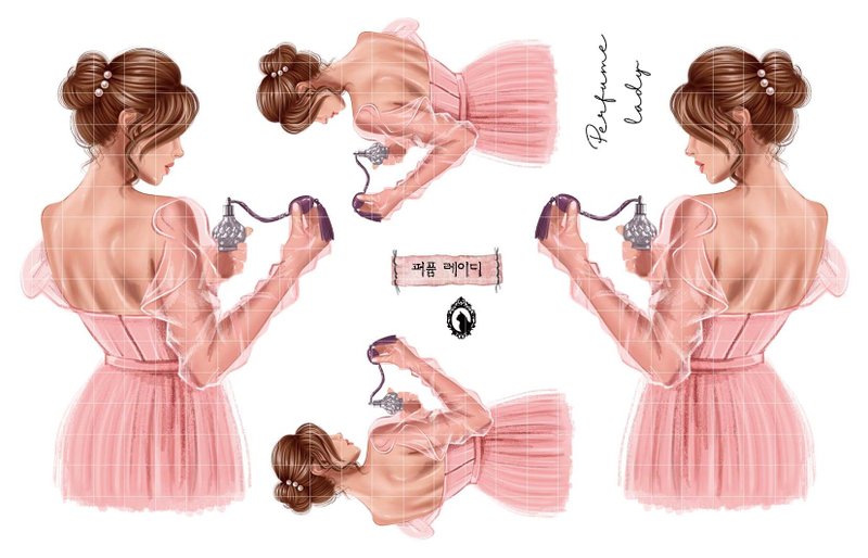 Perfume Lady - Paper / PET (blue lion) (suyeon) person sticker girl sticker - 貼紙 - 紙 粉紅色