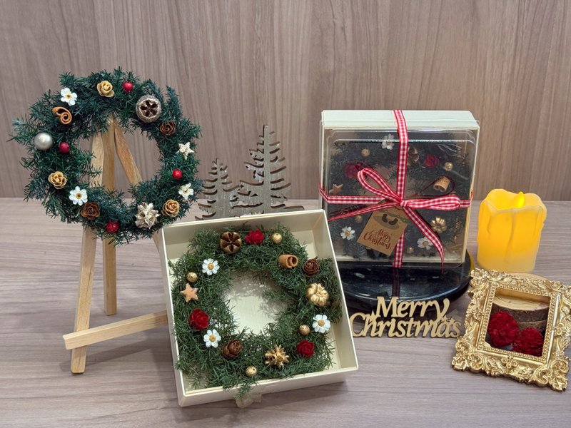 クリスマス限定 プリザーブドミニクリスマスリース／プリザーブドクリスマスリース／プレゼント交換／クリスマスギフト - ドライフラワー・ブーケ - 寄せ植え・花 