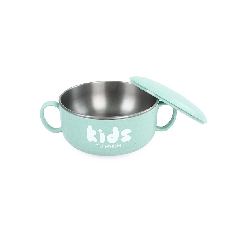 Ti-living pure titanium antibacterial children-learning double layer combination bowl (small) 280ml-green - Children's Tablewear - Other Metals Green