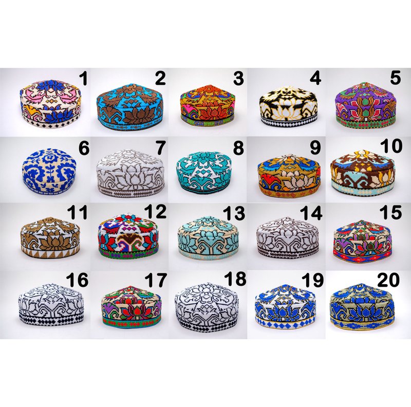 Choose your Hat Cap Kufi silk Handmade embroidery Uzbekistan gift headwear dress - Other - Other Materials 