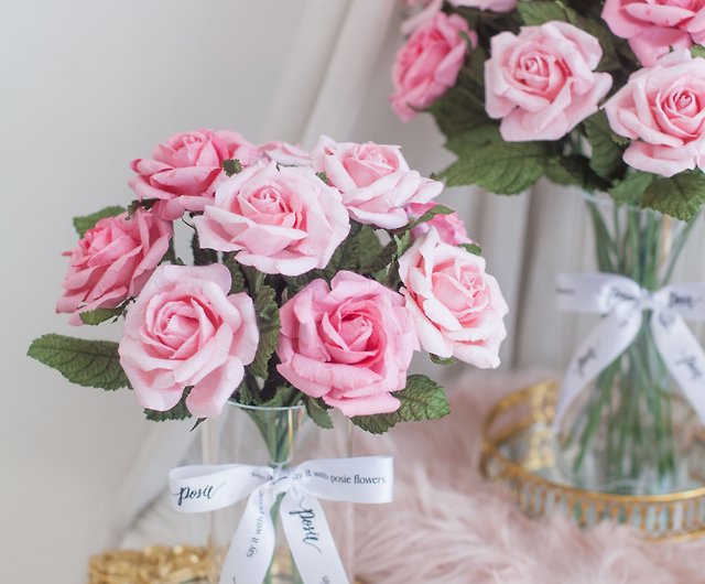甘いピンクのバラ |家の装飾のためのミニ マルセイユ花瓶 - ショップ posieflowers 置物 - Pinkoi