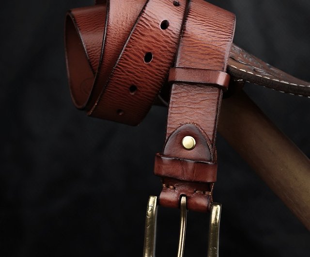 3.8CM Real Genuine Leather Belt Men Cowboy Strap Quality Heavy