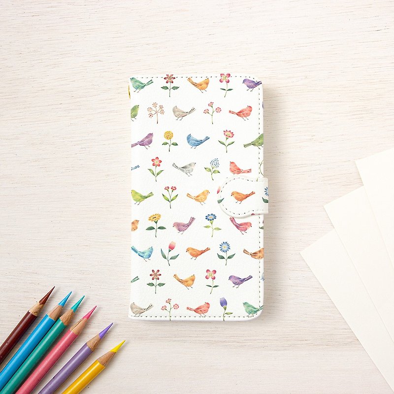 Notebook type smartphone case " Colorful birds" TSC-98 - Phone Cases - Plastic Multicolor