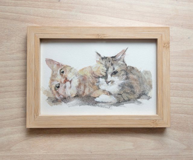 楽天市場】油彩画 SM号 絵画 仔猫・2 星野歩 手描き 額付き