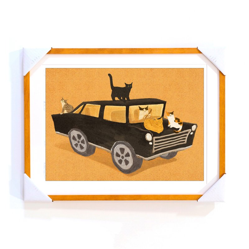 數位微噴版畫 | Big Black Car - 海報/掛畫/掛布 - 紙 橘色