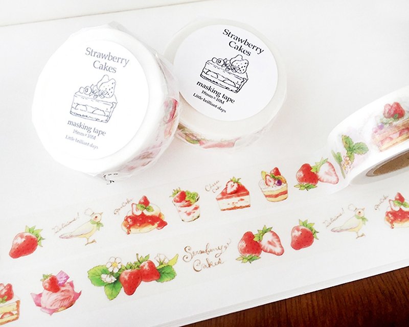 紙 紙膠帶 紅色 - StrawberryCakes Masking Tape Strawberry Cake 18mm Width