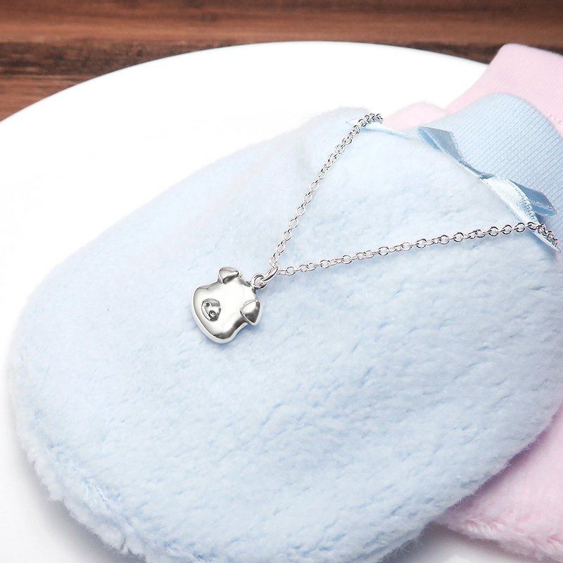 Fortune Piggy Sterling Silver Children's Necklace Engraved Customized Parent-Child Necklace - สร้อยคอ - เงินแท้ สีเงิน