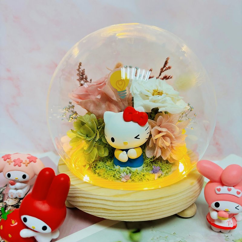 24hr shipment [Hello kitty] Hello Kitty eternal flower night light glass cup/birthday gift - Dried Flowers & Bouquets - Plants & Flowers 