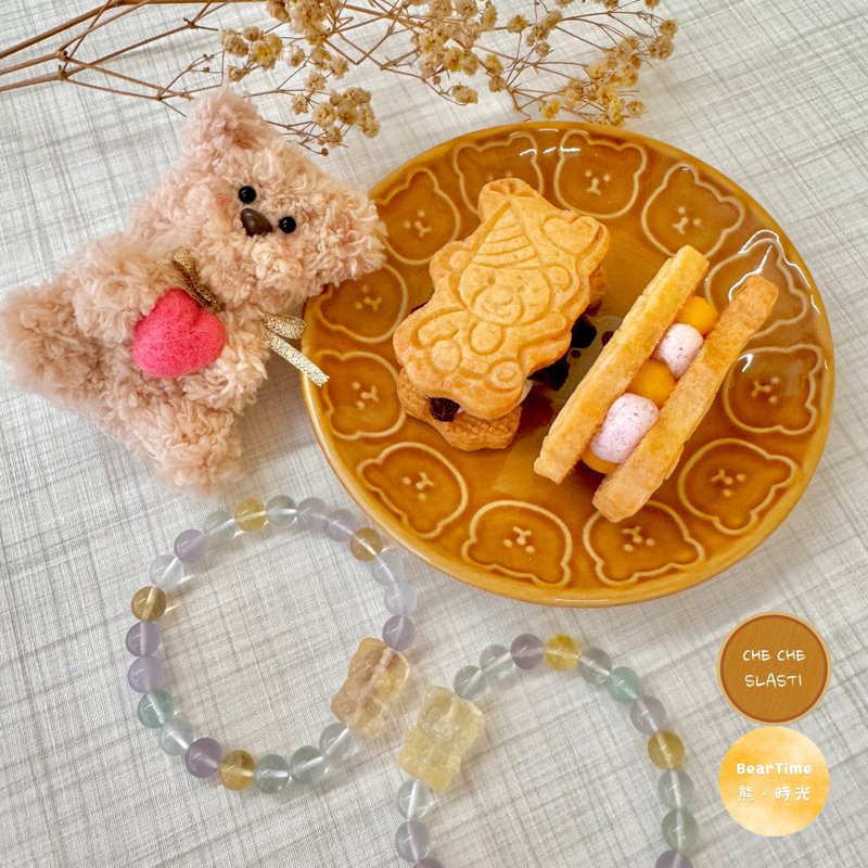 Care bear ornaments. Natural colored Stone bear beads. Chinese Valentine's Day joint limited edition Bear Time - สร้อยข้อมือ - คริสตัล หลากหลายสี