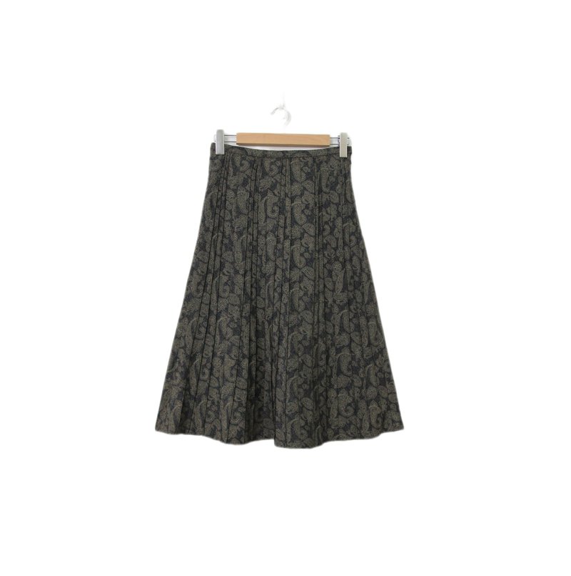 Back to Green-復古長裙 滿版變形蟲 百摺M-06//vintage skirt - 裙子/長裙 - 棉．麻 