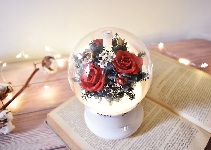 WANYI Everlasting Flower Red Rose Incense Lamp Dried Flower Christmas Gift with Christmas Wrapping - โคมไฟ - พืช/ดอกไม้ สีแดง