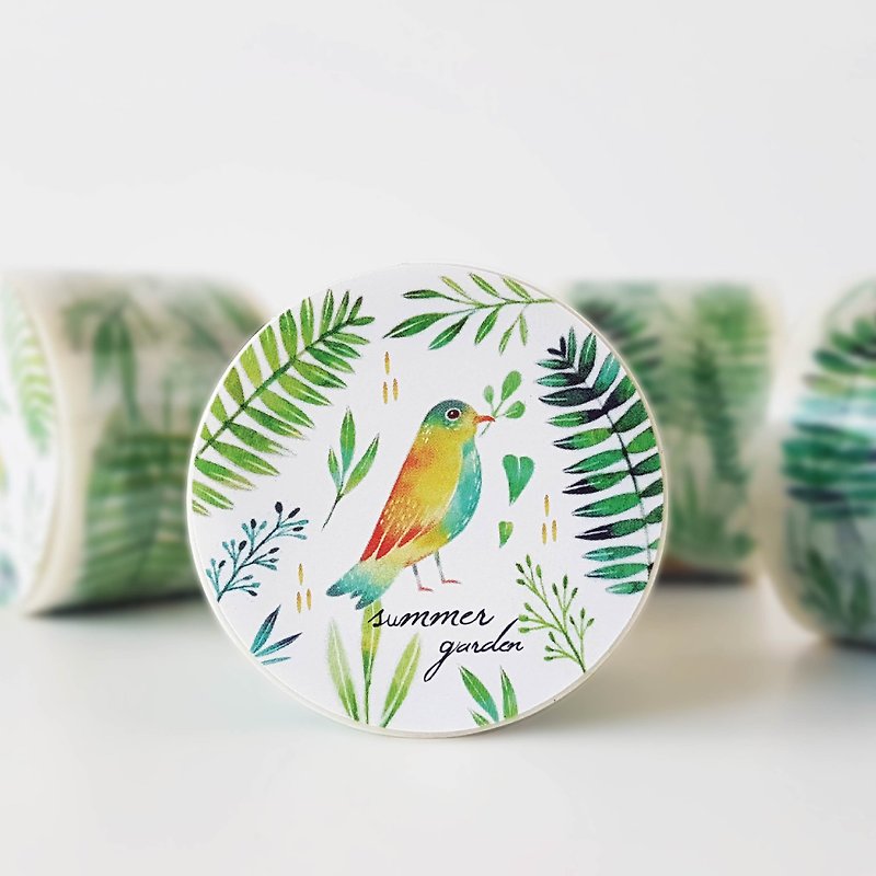 Bird leaf poetry paper tape - Washi Tape - Paper Green