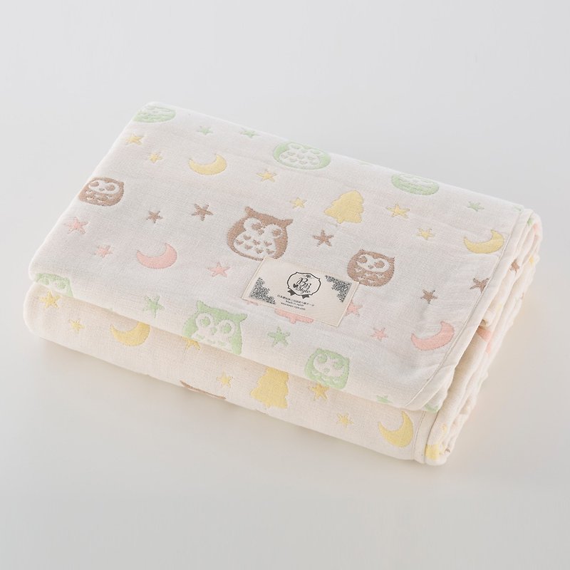 【日本製三河木綿】六重紗布被－幸福森林貓頭鷹L號 - 被/毛毯 - 棉．麻 