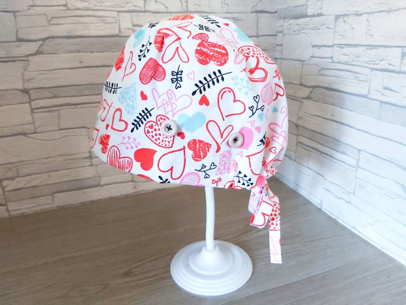 醫護雙層手術帽、工作帽、烘培帽 愛心系列薄棉款 - 帽子 - 棉．麻 多色