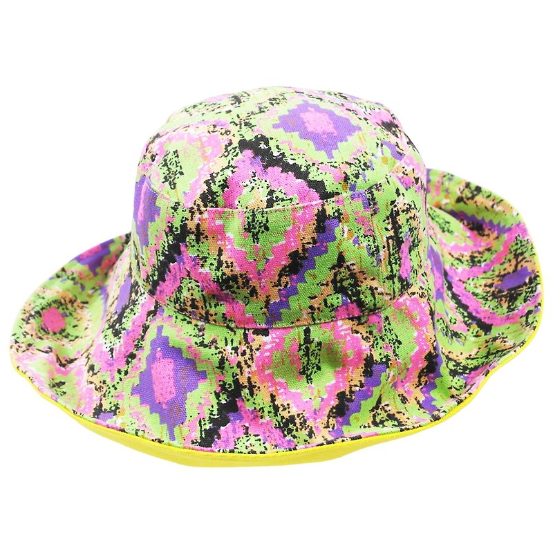 ATIPA可逆寬邊太陽帽防曬防紫外線 - 帽子 - 棉．麻 綠色