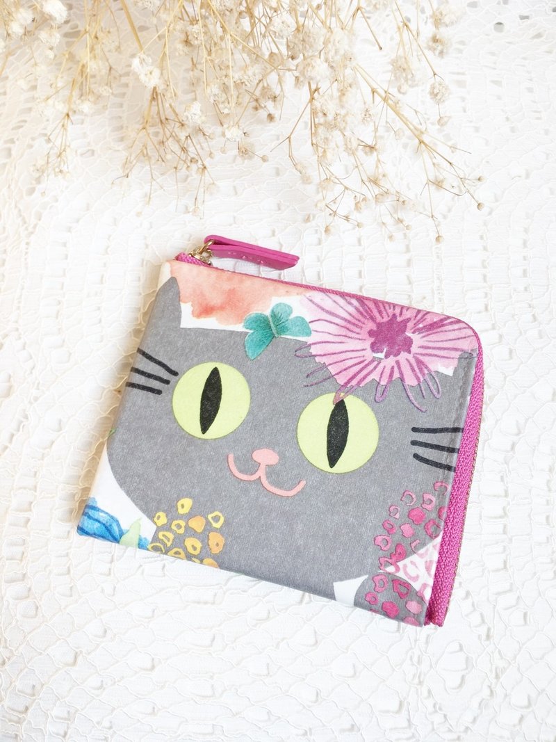 Christmas gift exchange gifts - cat small purse - กระเป๋าสตางค์ - หนังแท้ 