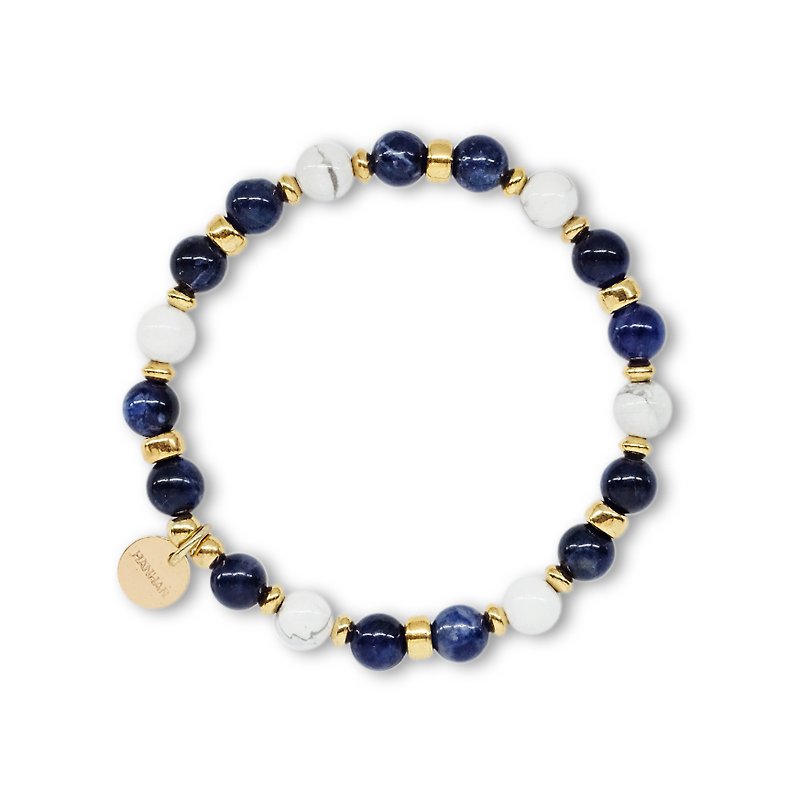 String Series Brass Soda Stone White Stone Bracelet Natural Ore - สร้อยข้อมือ - หยก สีน้ำเงิน