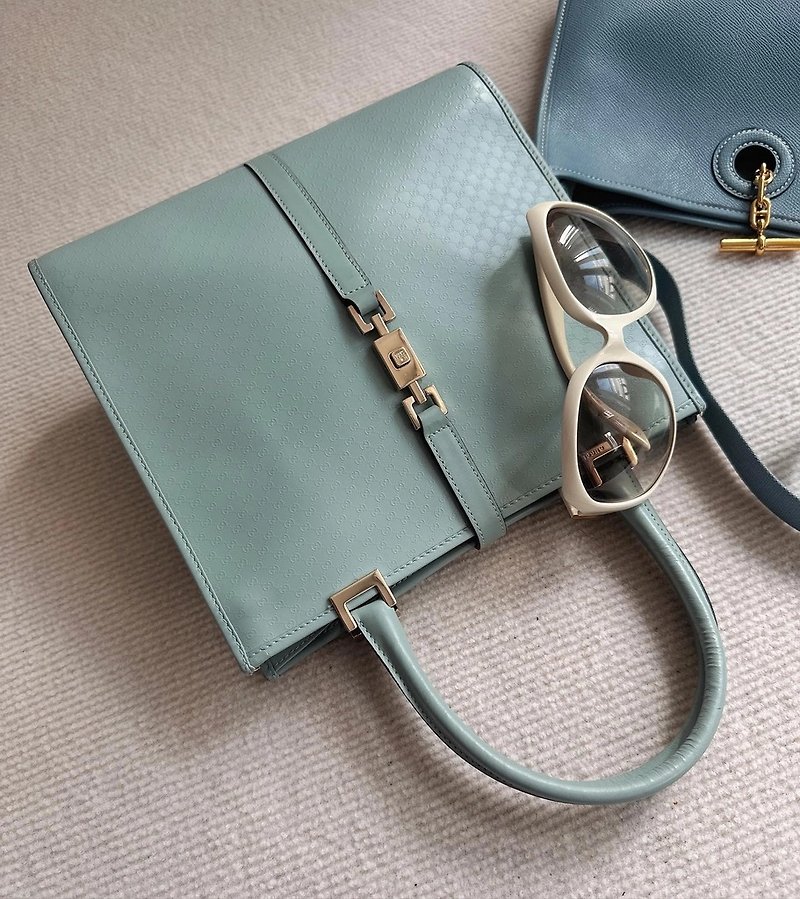Second-hand bag Gucci Gucci rare GG dark pattern Tiffany blue lock handbag - Handbags & Totes - Genuine Leather Blue