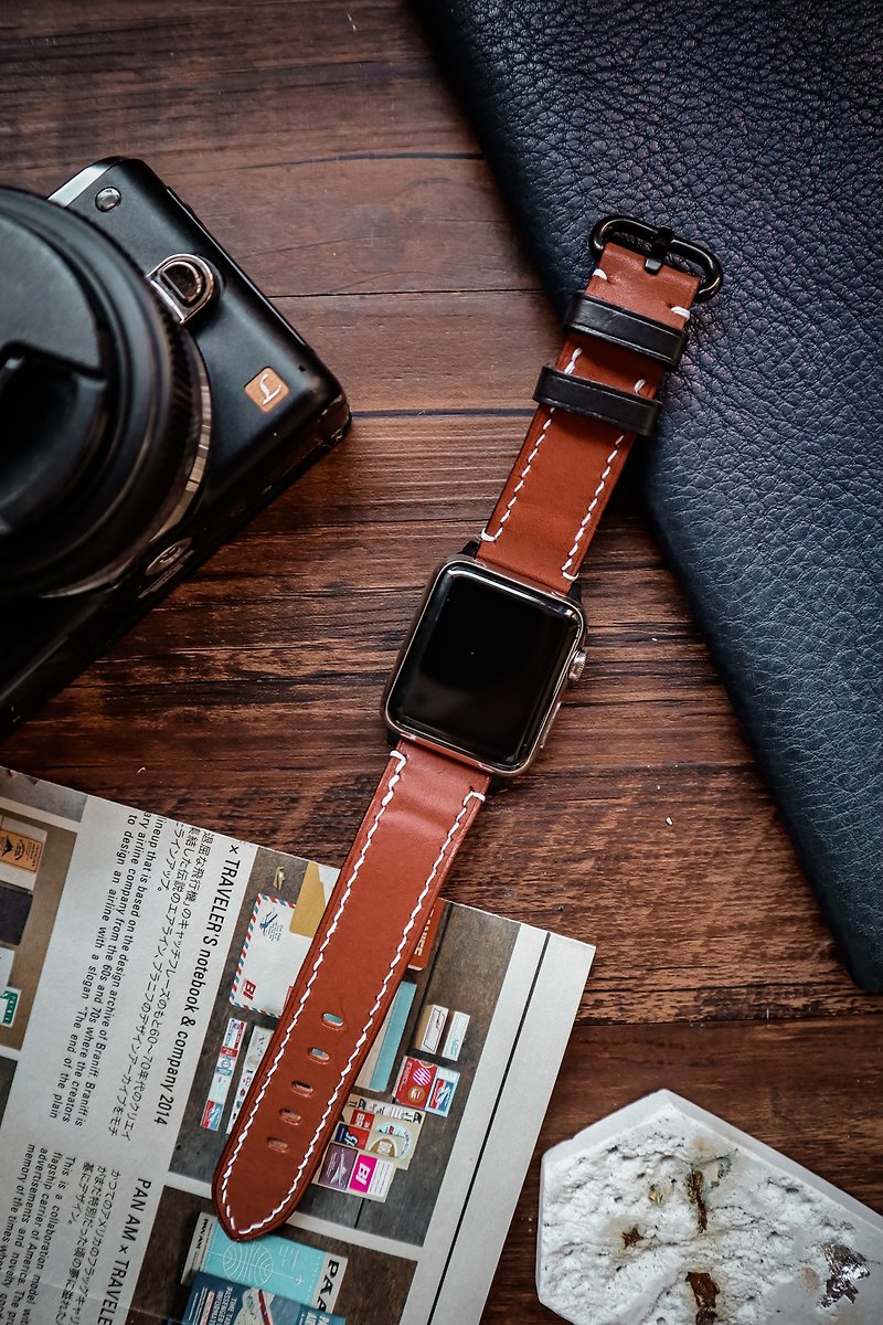 Leather hand-stitched APPLE WATCH strap - Watchbands - Genuine Leather 