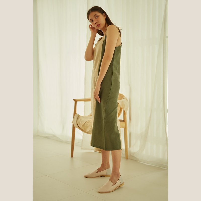 Linen Mood Dress - Olive Green