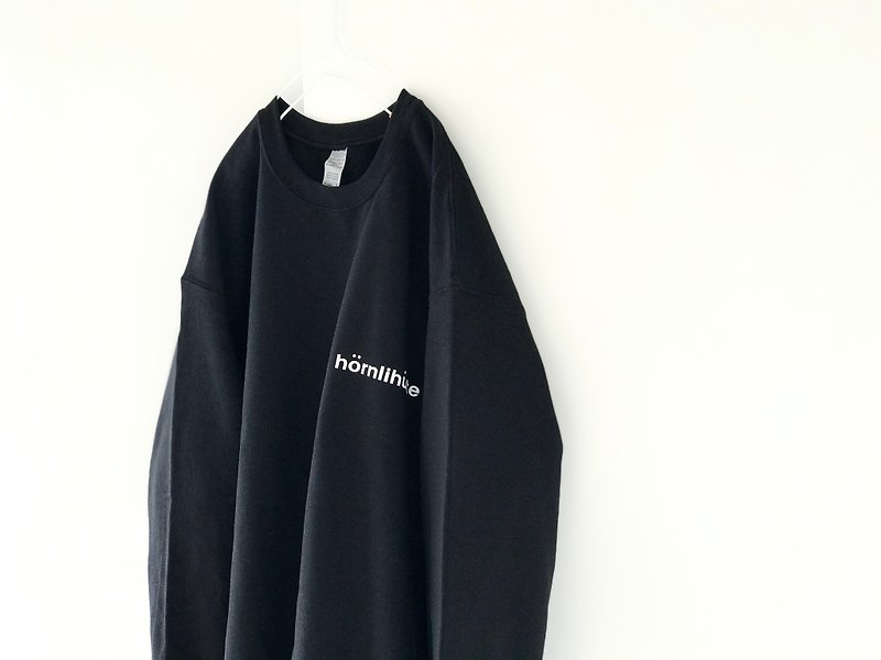 Big silhouette sweatshirt / black / hornlihutte / unisex - เสื้อฮู้ด - ผ้าฝ้าย/ผ้าลินิน สีดำ