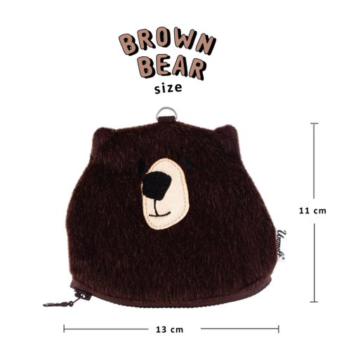 Brown bear female / multi-function animal pouch / card holder&key