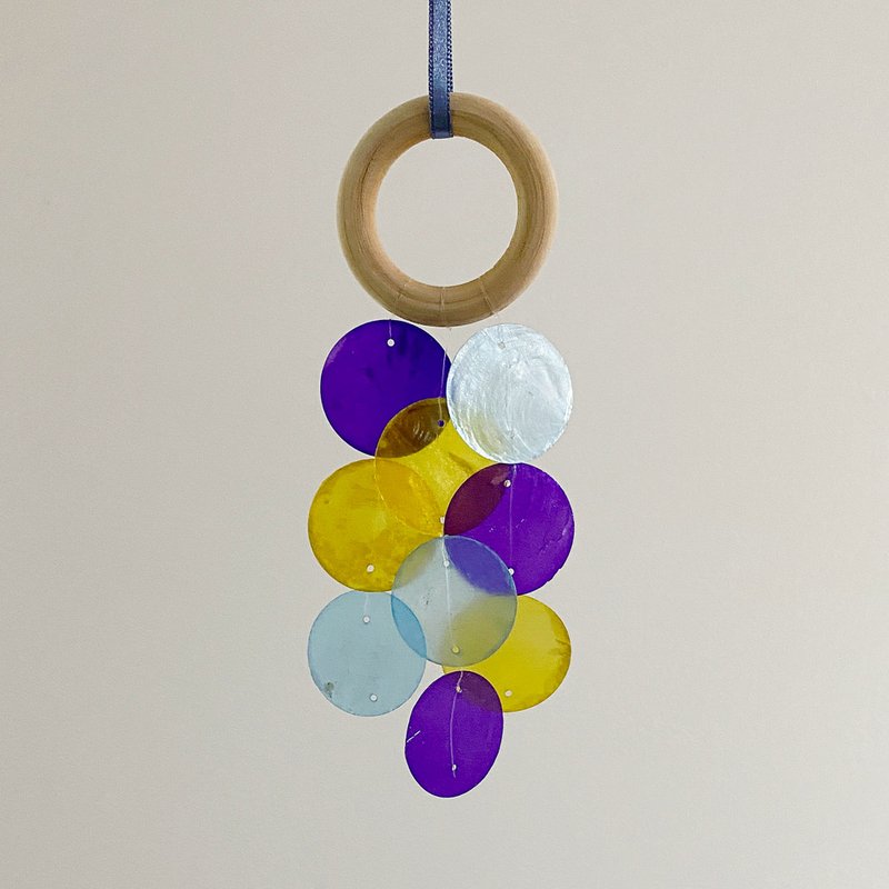 DIY-KIT| Italian Stationery-Violet Blue-Round |Shell Wind Chime Mobile|#0-503 - Other - Shell Purple