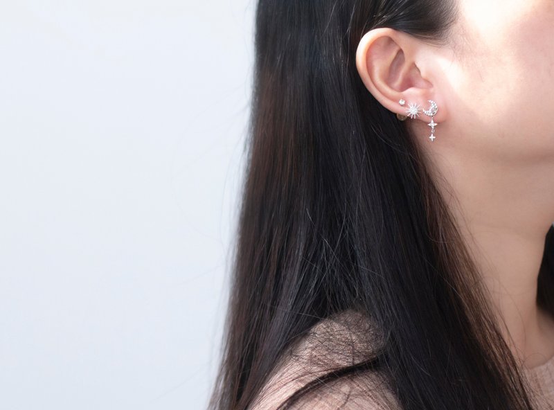 :璀璨明日: 925Silver 耳環/可維修店家 - 耳環/耳夾/耳骨夾 - 純銀 