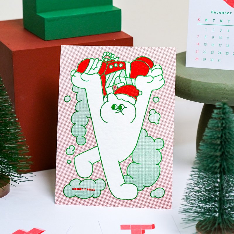 Christmas Cats Are Out - RISO Christmas Cards - Cards & Postcards - Paper Red