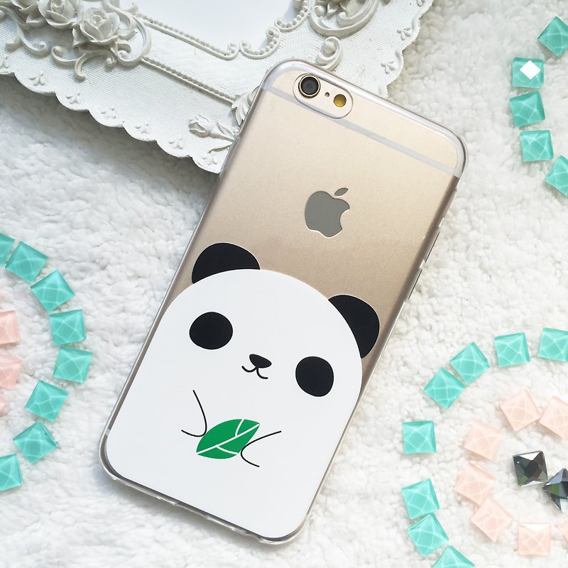 可愛熊貓貓熊透明手機殼iphone 11 Pro Max XS XR 8 Zenfone 5Z - 手機殼/手機套 - 塑膠 透明