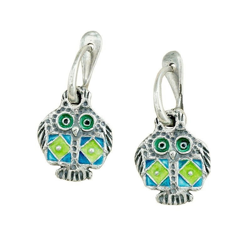 Silver Enamel Bird Owl Earrings  / 純銀耳環 / Colourful Enamel Jewelry