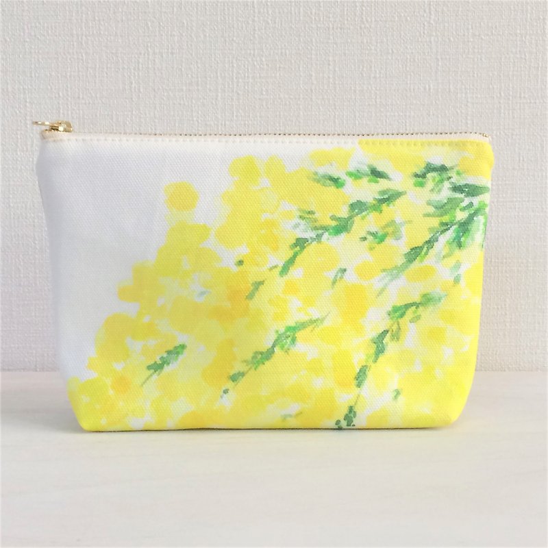Bloom Flower Machi with Pouch Floral Pattern Yellow - Toiletry Bags & Pouches - Cotton & Hemp Yellow