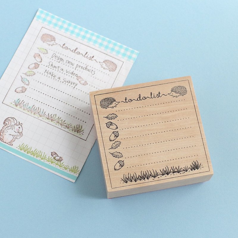 [TO DO list To do list] Stamp checklist Notebook Sticky note Stamp Work Cute stamp Hedgehog - Stamps & Stamp Pads - Rubber Khaki
