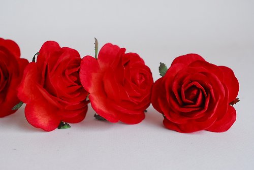 makemefrompaper Paper Flower, 10 DIY pieces mulberry rose size 7.0 cm., red colors.