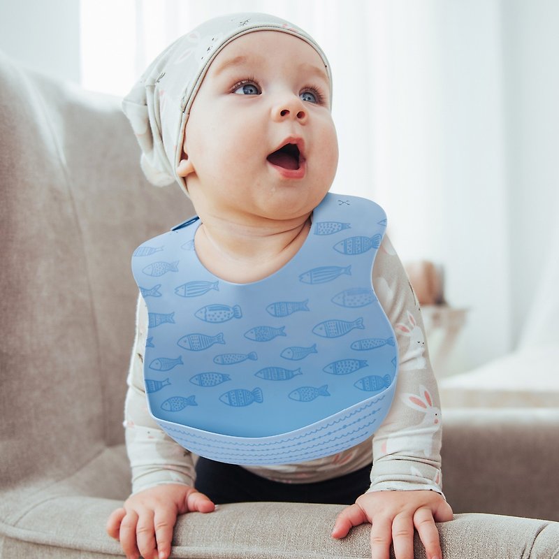 Baby Silicone Feeding Bib - ผ้ากันเปื้อน - ซิลิคอน สีน้ำเงิน