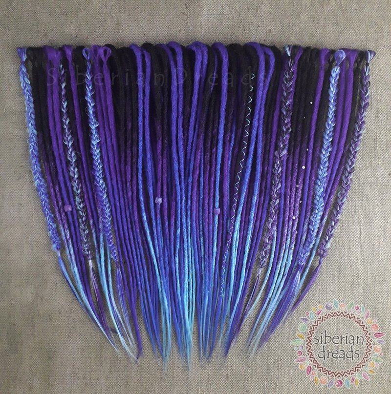 鉤針式玉米辮 / 紫藍漸層配色，合成纖維材質，質感滑順。 - 髮夾/鯊魚夾 - 其他材質 紫色