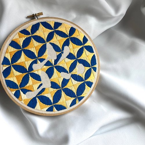 wabi_sabi 尛 | 7吋花磚文字藝術刺繡 Text Art Embroidery Pattern Hoop