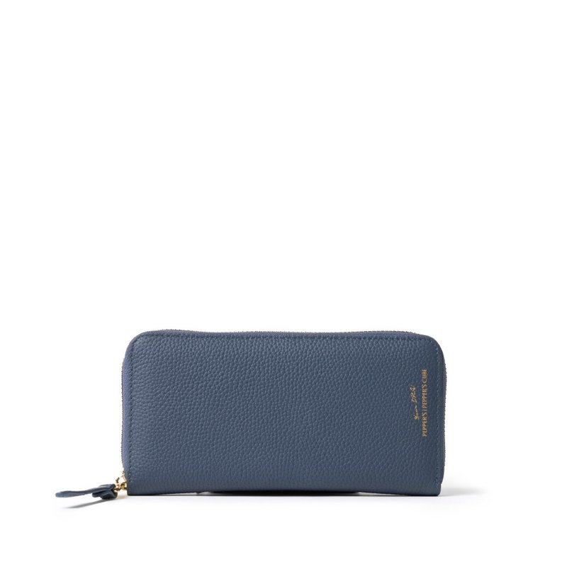 INK 真皮ㄇ形拉鍊長夾 - 櫻花粉/霧灰藍 - 銀包 - 真皮 多色