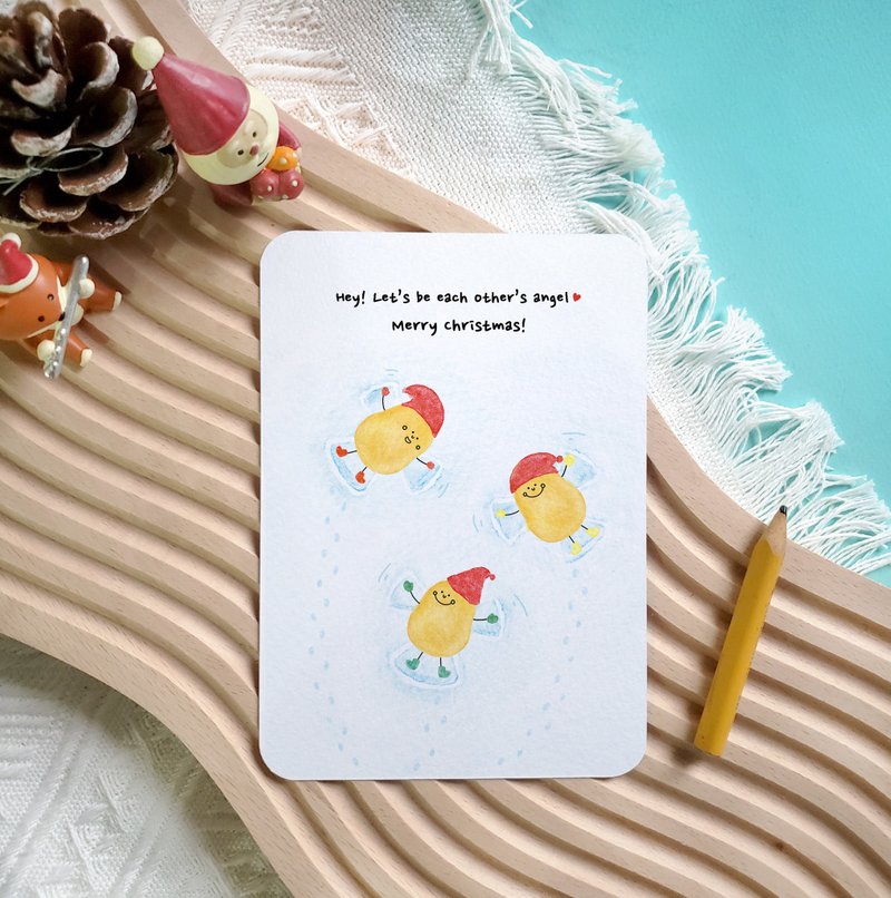 Little Potato Christmas Card - Snow Angel - การ์ด/โปสการ์ด - กระดาษ สีเหลือง