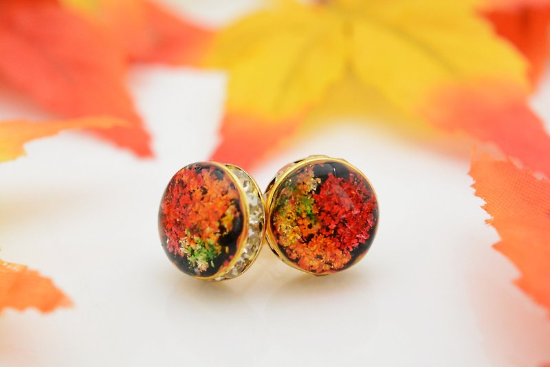 Autumn leaves earrings - ต่างหู - วัสดุอื่นๆ สีแดง