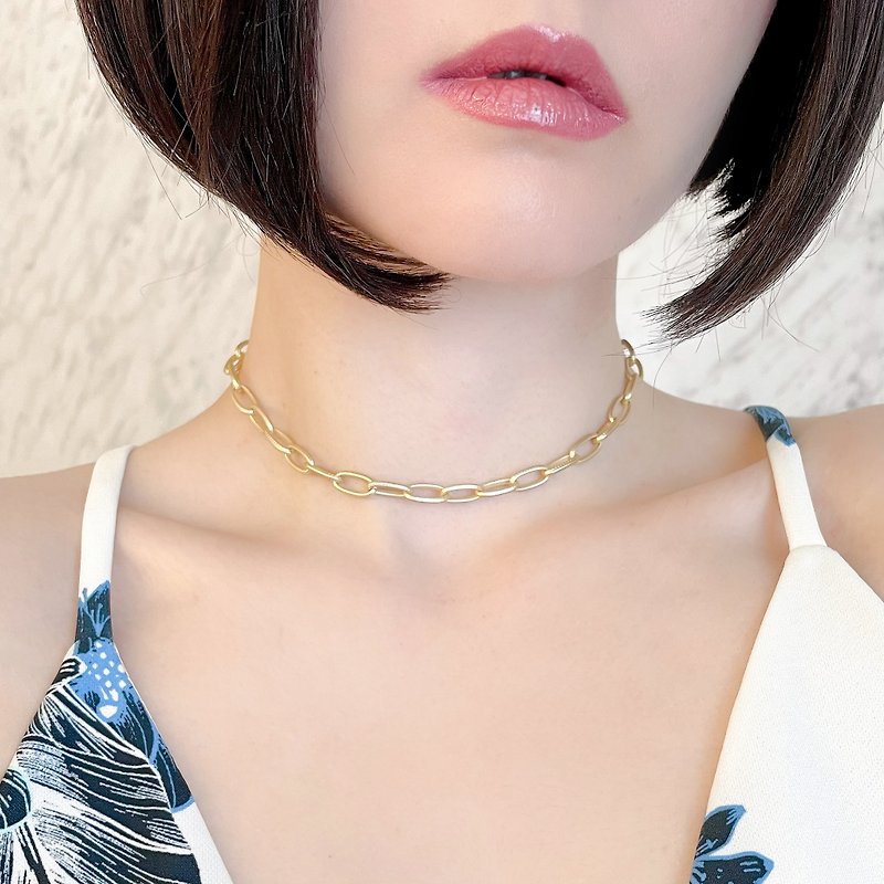 Big chain simple choker SV287 - Necklaces - Other Metals Gold