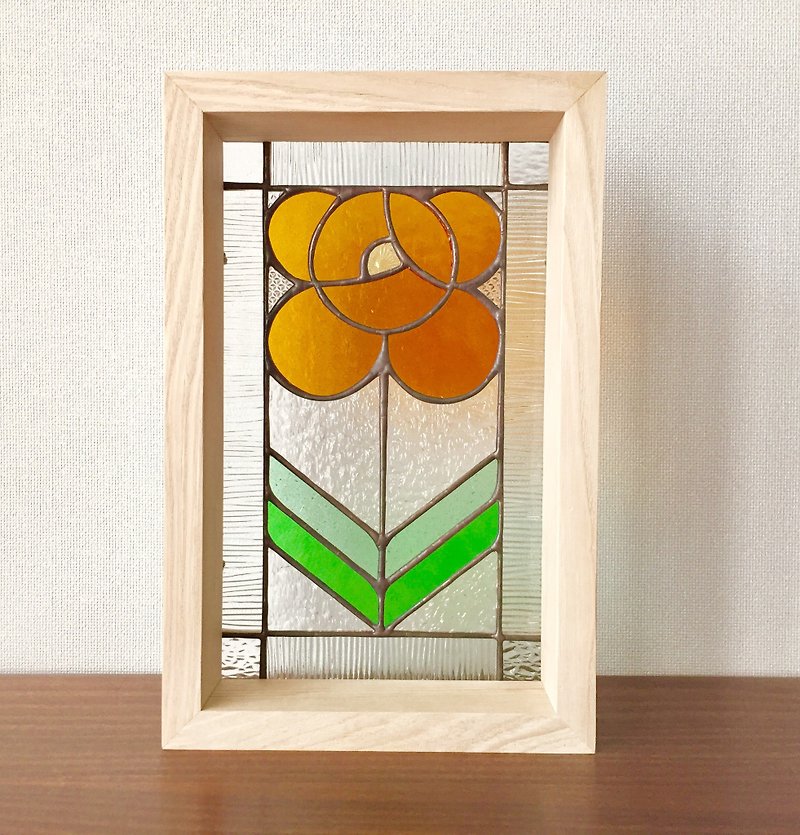 Stained glass panel Rose orange - Items for Display - Glass Orange